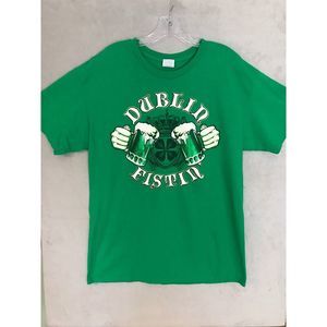 Irish "Dublin Fistin" Beer T Shirt Funny St Patricks Day Drinking Green Large‎